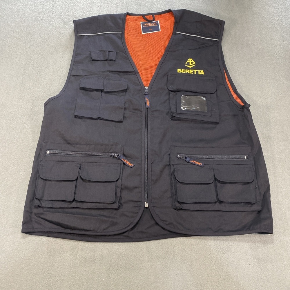 Lancelot Shooting Vest Mens Beretta Logo Navy Orange Mesh Interior XXL Gorpcore